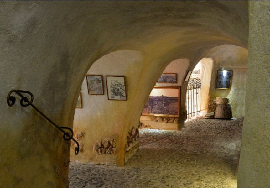 paintings on the walls at 'Koutsoyannopoulos winery' museum